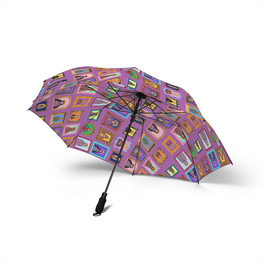 Heaven's Gallery Catholic Saints Umbrella — Purple Folk Art Foldable Umbrella