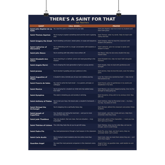 There's a Saint for That — For Teachers Catholic Poster