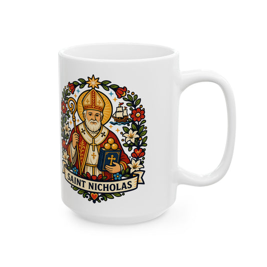 Saint Nicholas Ceramic Mug — Catholic Bishop & Gift-Giver