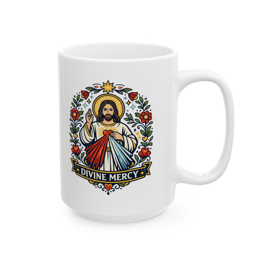 Divine Mercy Mug — "Merciful Jesus, I Trust in You" Ceramic Coffee Cup