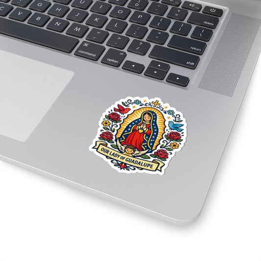 Our Lady of Guadalupe Kiss-Cut Sticker — Catholic Folk Art Decal