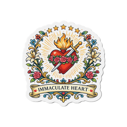 Immaculate Heart of Mary Die-Cut Magnet — Catholic Folk Art Fridge Magnet