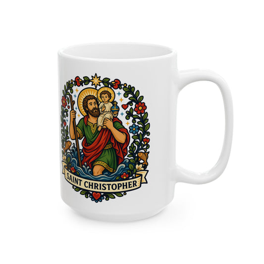 Saint Christopher Ceramic Mug — Patron of Travelers