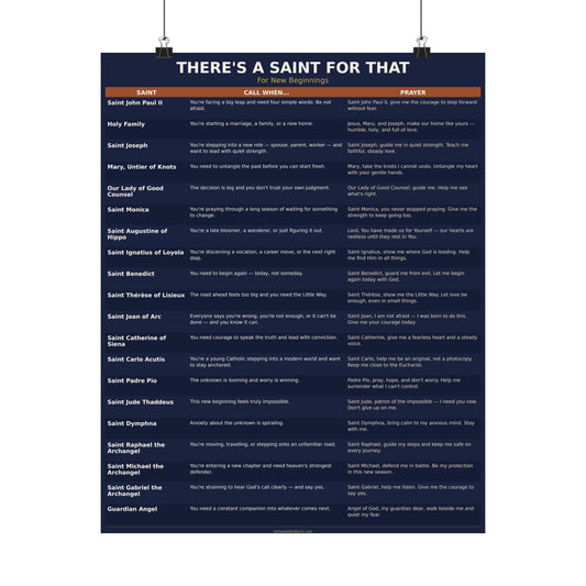 There's a Saint for That — For New Beginnings Catholic Poster