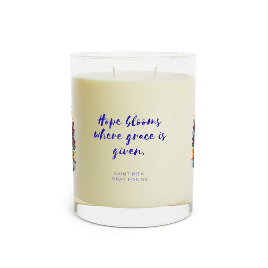 Saint Rita of Cascia Prayer Candle — Catholic Folk Art Scented Soy Candle