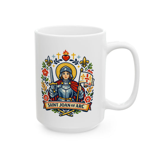 Saint Joan of Arc Mug — "Be Brave, Trust God" Religious Cup