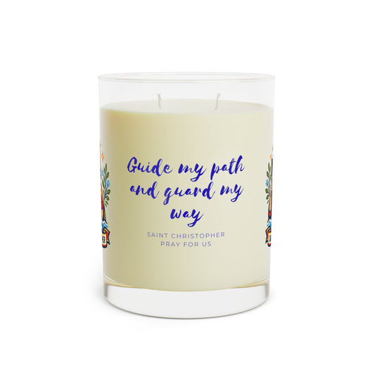 Saint Christopher Prayer Candle — Catholic Folk Art Scented Soy Candle