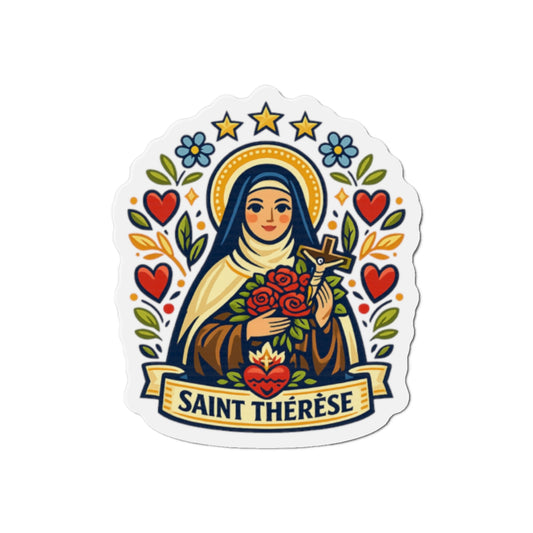 Saint Thérèse of Lisieux Die-Cut Magnet — Catholic Folk Art Fridge Magnet