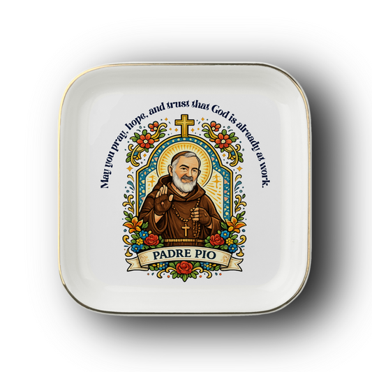 Padre Pio Catholic Jewelry Dish | Inspirational Gift Trinket Dish