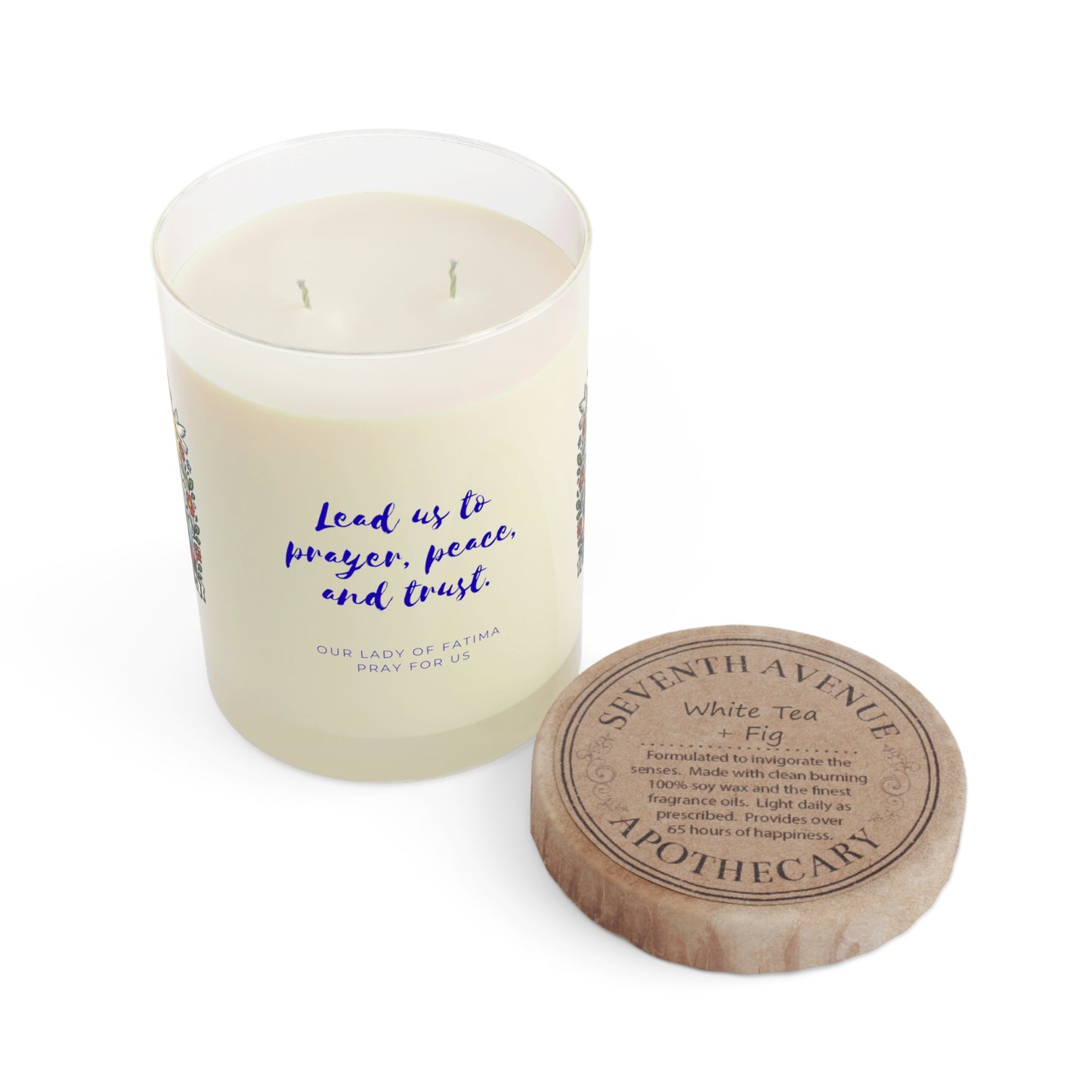 Our Lady of Fatima Prayer Candle — Catholic Folk Art Scented Soy Candle