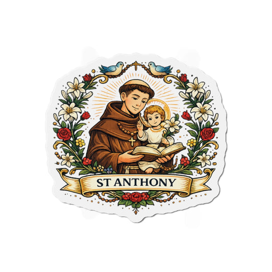 Saint Anthony Die-Cut Magnet — Catholic Folk Art Fridge Magnet