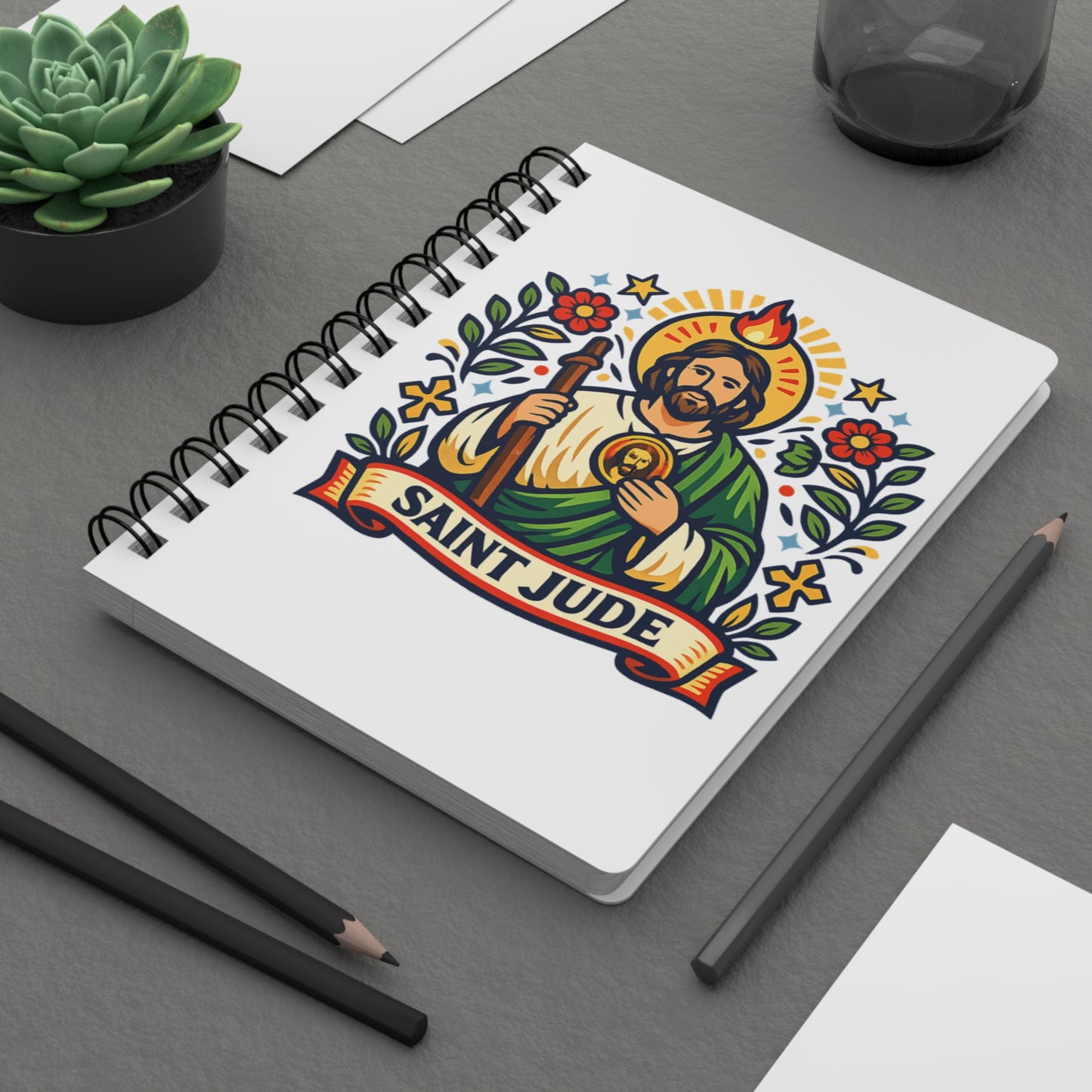 Saint Jude Spiral Journal — Catholic Folk Art Prayer Notebook