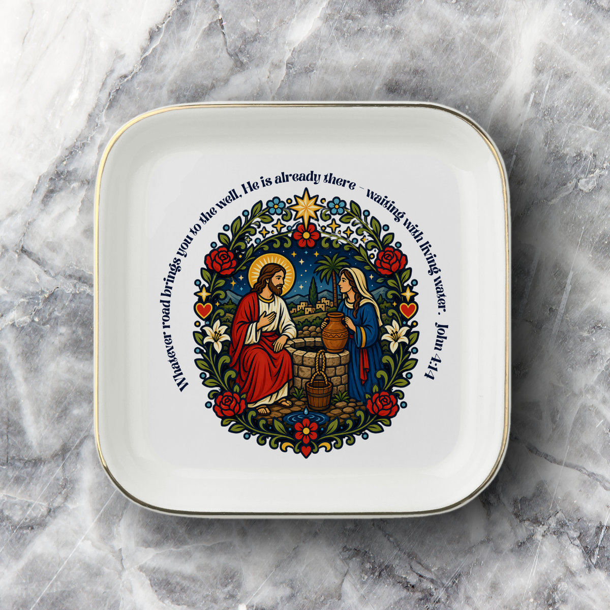 Jesus and the Samaritan Woman at the Well Catholic Jewelry Dish | Inspirational