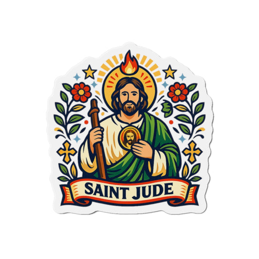 Saint Jude Die-Cut Magnet — Catholic Folk Art Fridge Magnet