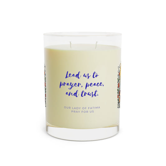 Our Lady of Fatima Prayer Candle — Catholic Folk Art Scented Soy Candle