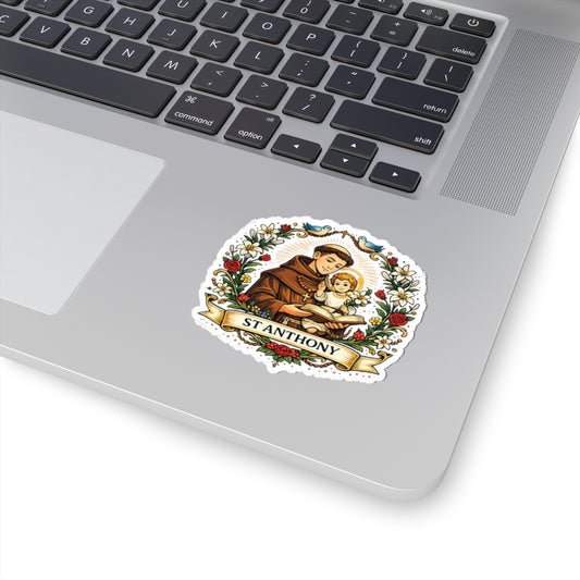 Saint Anthony Kiss-Cut Sticker — Catholic Folk Art Decal