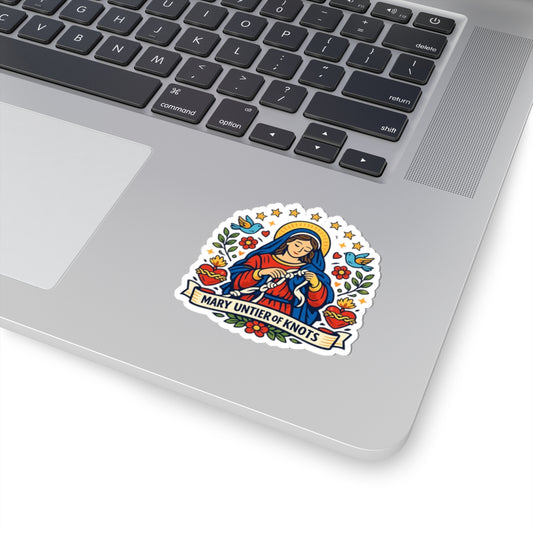 Mary Untier of Knots Kiss-Cut Sticker — Catholic Folk Art Decal