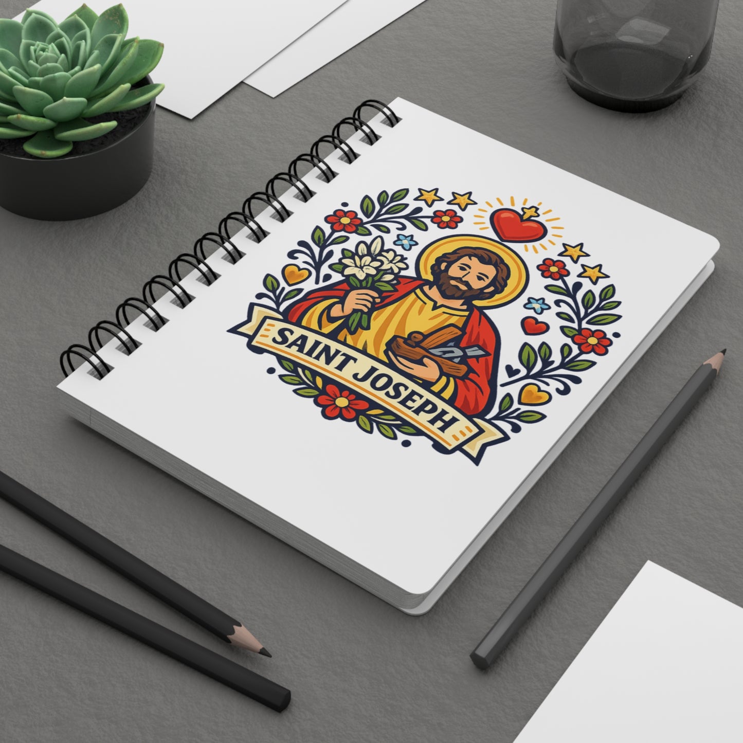 Saint Joseph Spiral Journal — Catholic Folk Art Prayer Notebook