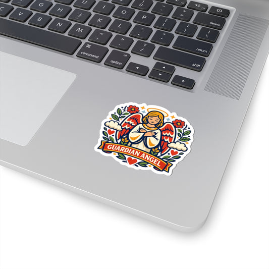 Guardian Angel Kiss-Cut Sticker — Catholic Folk Art Decal