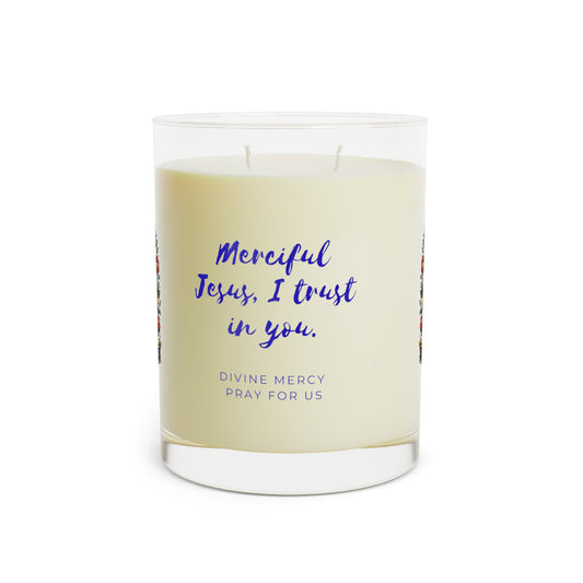 Divine Mercy Prayer Candle — Catholic Folk Art Scented Soy Candle
