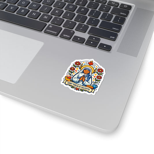 Saint Teresa of Calcutta Kiss-Cut Sticker — Catholic Folk Art Decal