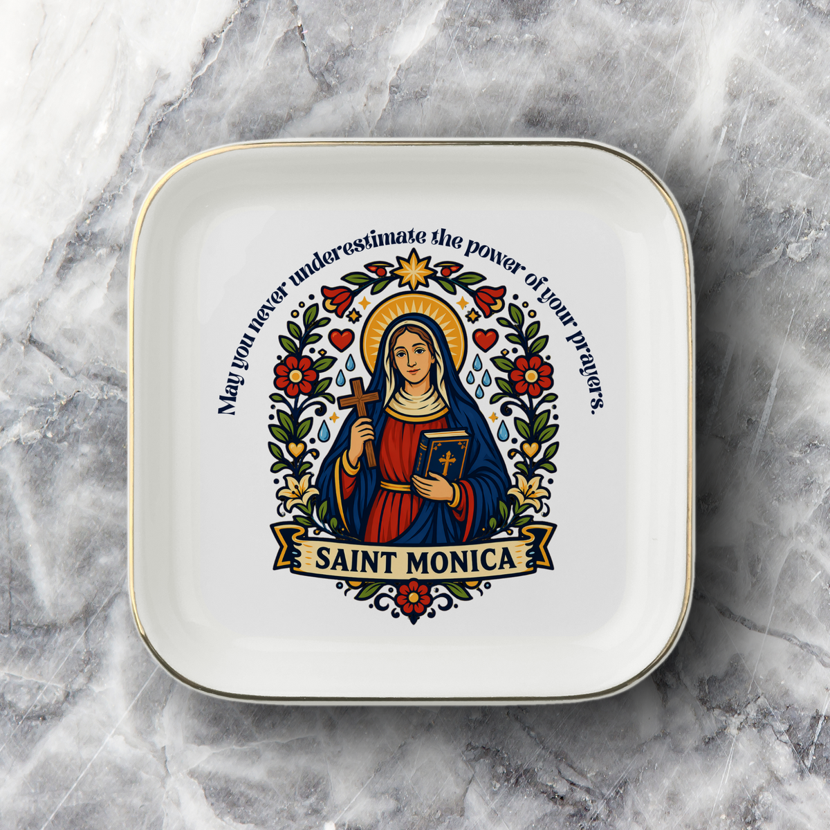 Saint Monica Catholic Jewelry Dish | Inspirational Gift Trinket Dish
