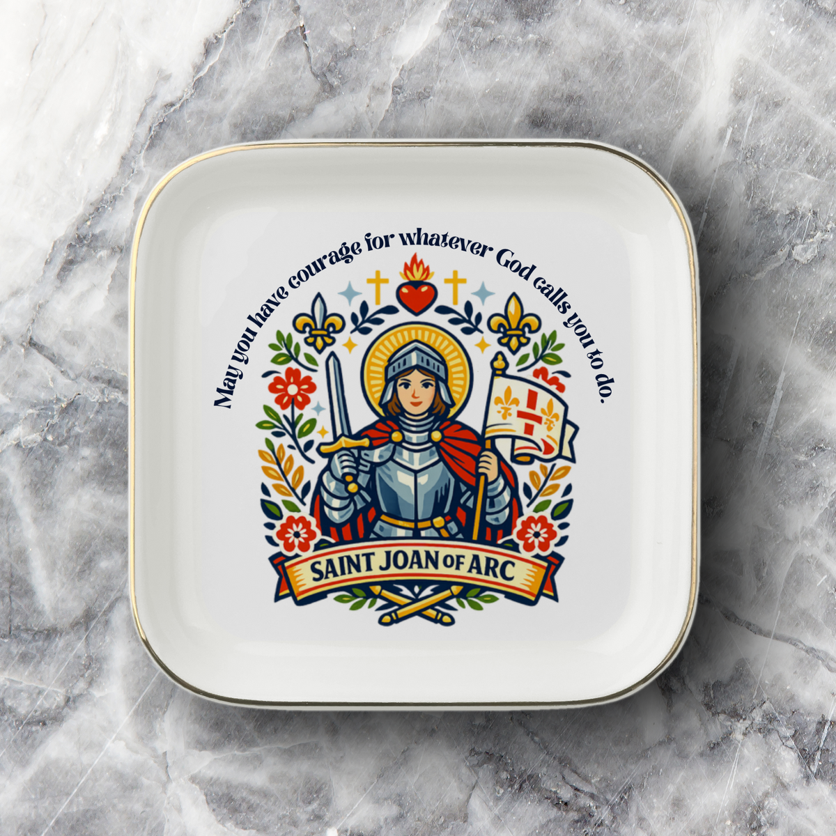 Saint Joan of Arc Catholic Jewelry Dish | Inspirational Gift Trinket