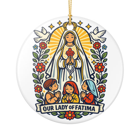 Our Lady of Fatima Ornament, Catholic Christmas Keepsake, Marian Gift, Saint Prayer Decor, Faith-Filled Gift for Family and Friends