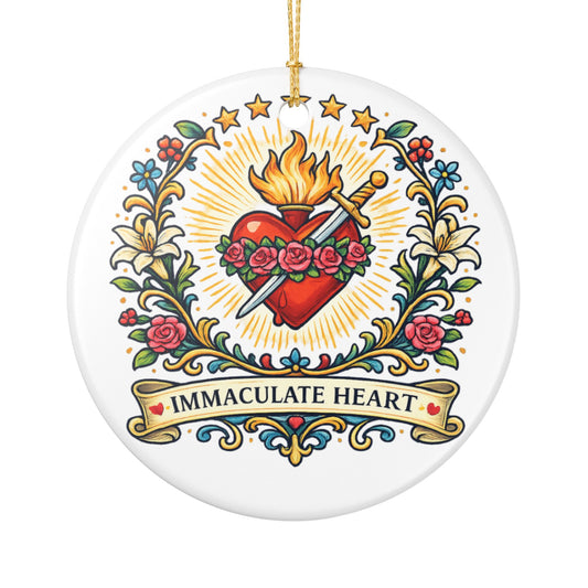 Immaculate Heart of Mary Catholic Christmas Ornament