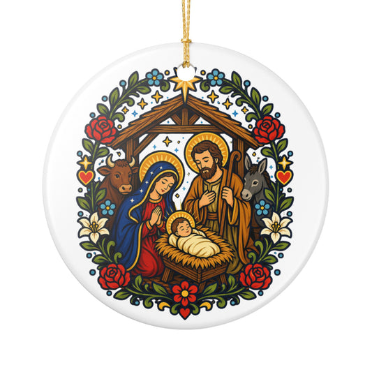 Nativity Ceramic Christmas Ornament