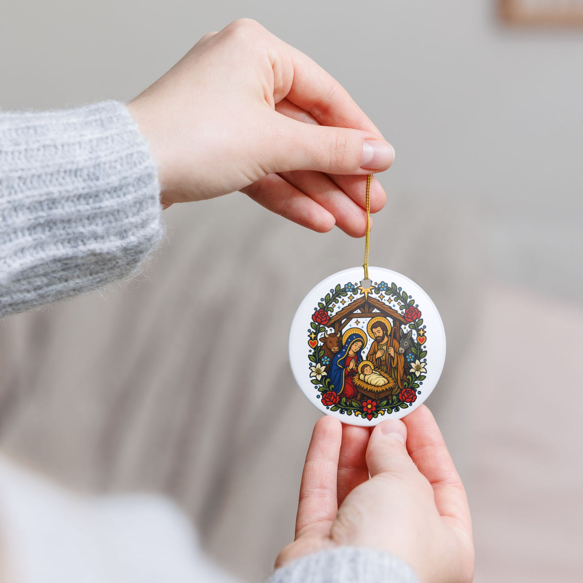 Nativity Ceramic Christmas Ornament