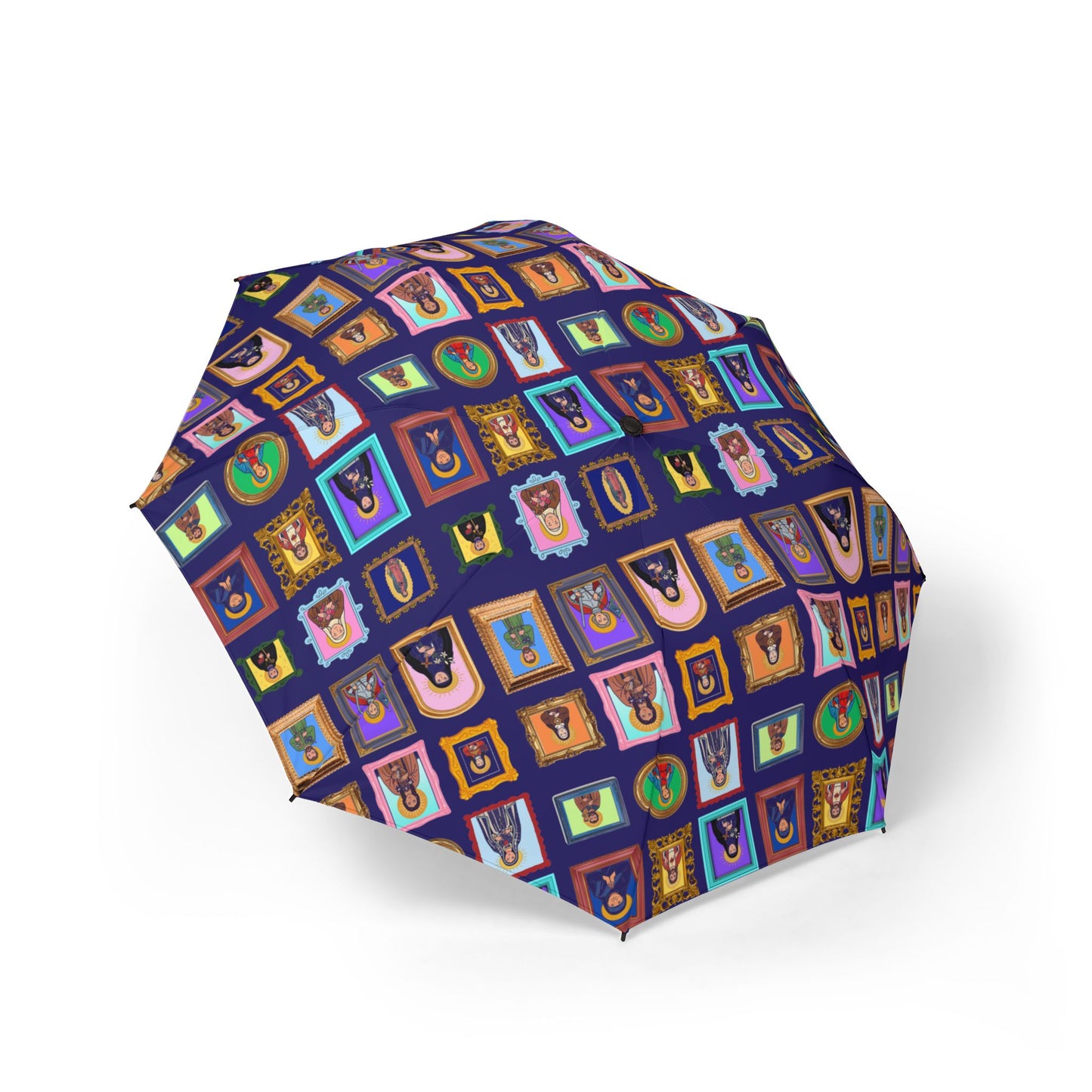 Heaven's Gallery Catholic Saints Umbrella — Navy Folk Art Foldable Umbrella