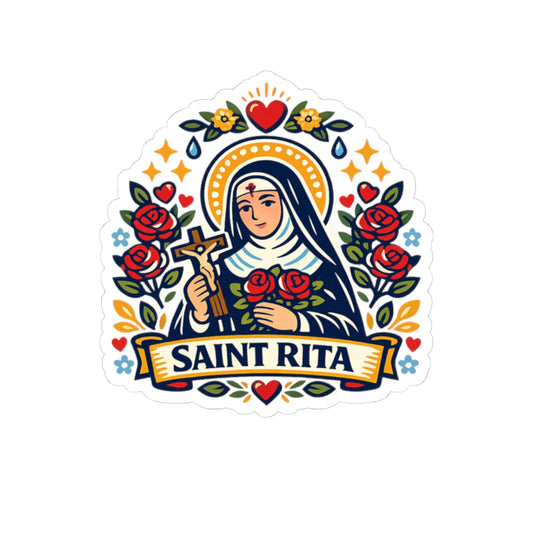 Saint Rita of Cascia Kiss-Cut Sticker — Catholic Folk Art Decal