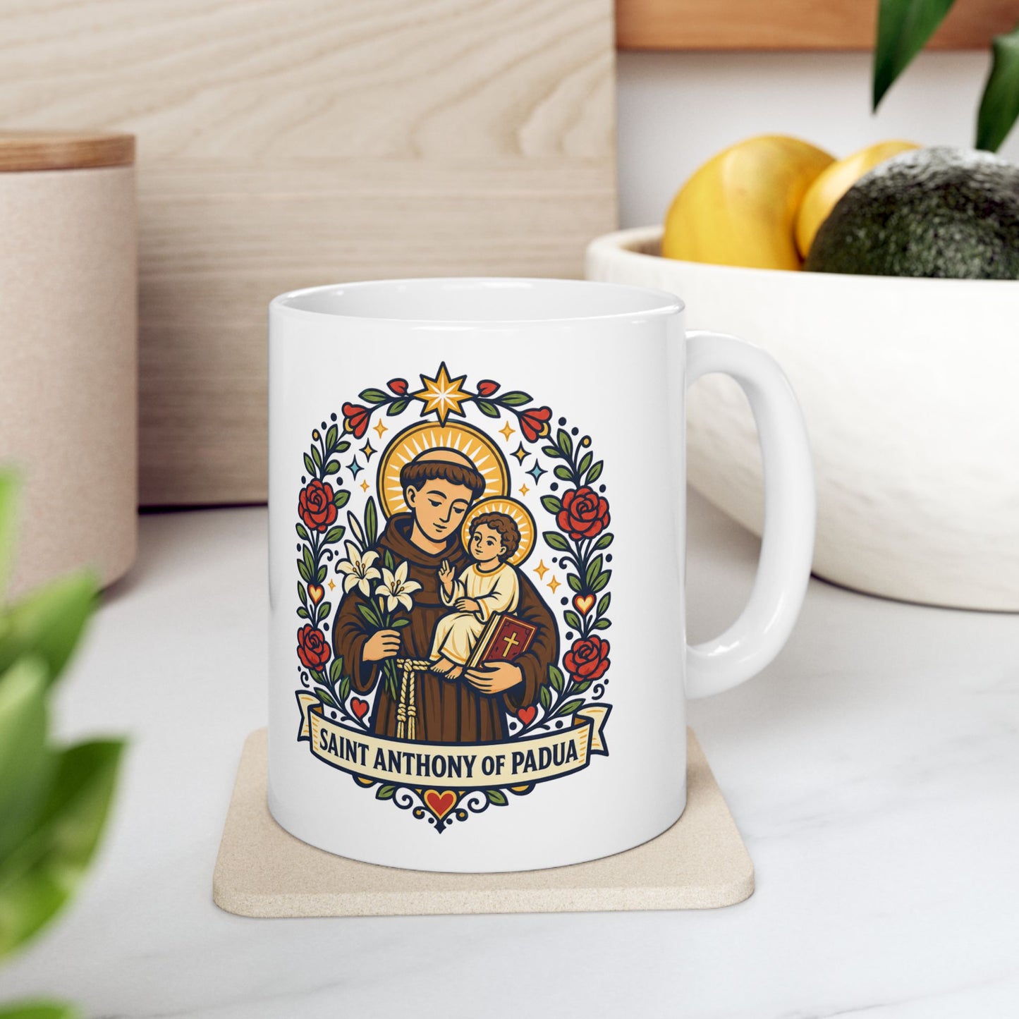 Saint Anthony Mug — "Guide Us to What Is Lost" Prayer Cup