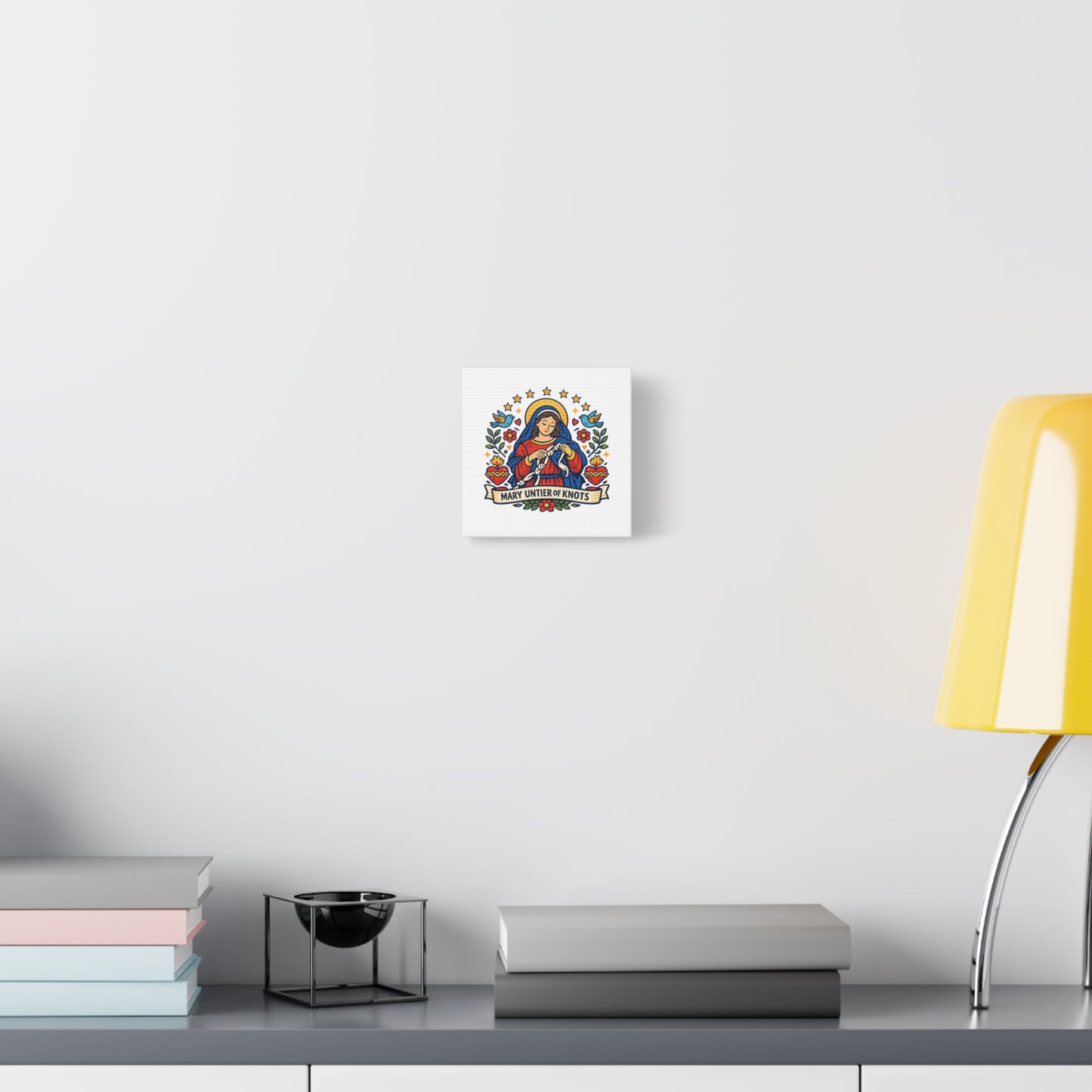 Mary Untier of Knots Canvas Wall Art — Catholic Folk Art Print