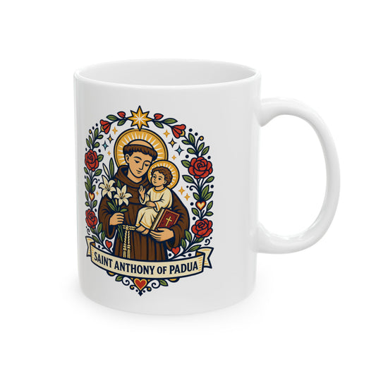 Saint Anthony Mug — "Guide Us to What Is Lost" Prayer Cup