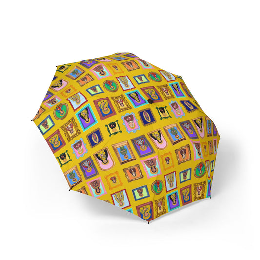 Heaven's Gallery Catholic Saints Umbrella — Yellow Folk Art Foldable Umbrella