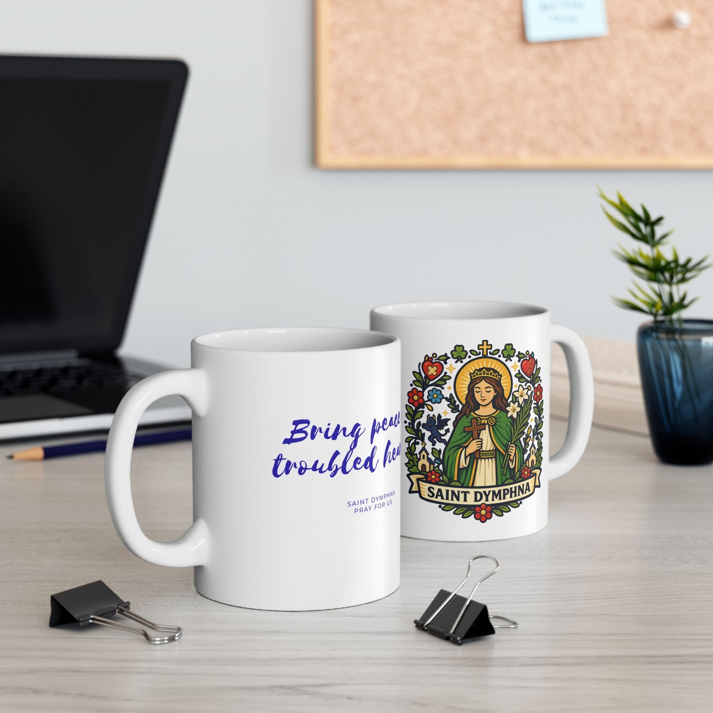 Saint Dymphna Ceramic Mug — Patron of Mental Health