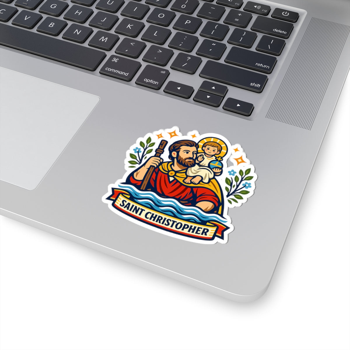 Saint Christopher Kiss-Cut Sticker — Catholic Folk Art Decal