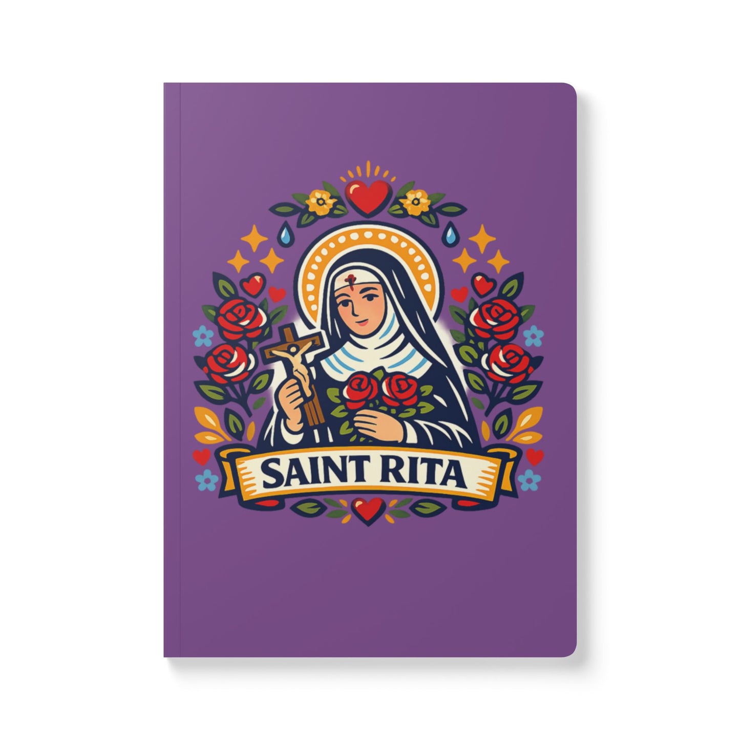 Saint Rita of Cascia Softcover Journal — Catholic Folk Art Prayer Notebook