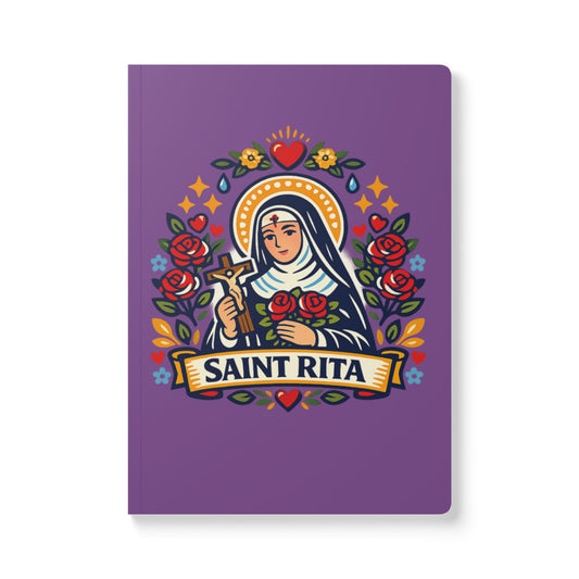 Saint Rita of Cascia Softcover Journal — Catholic Folk Art Prayer Notebook