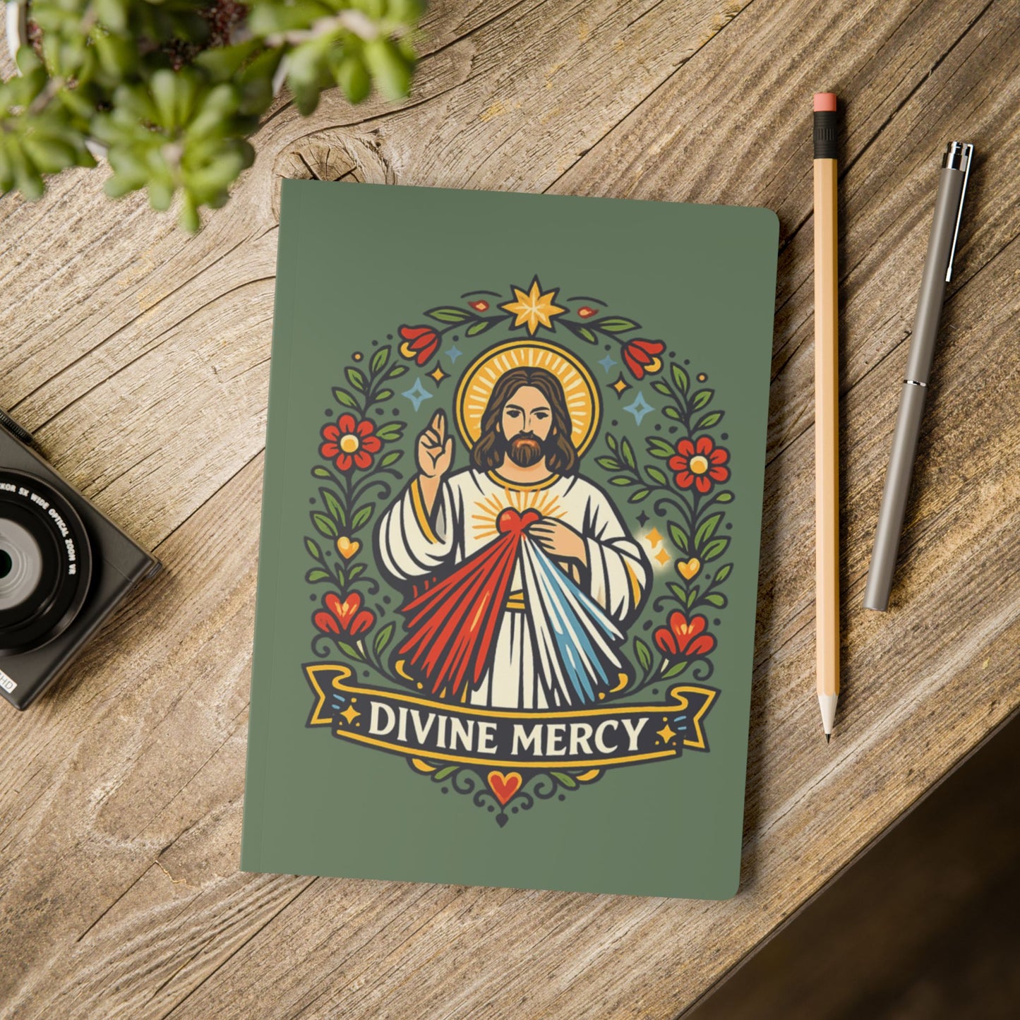 Divine Mercy Softcover Journal — Catholic Folk Art Prayer Notebook
