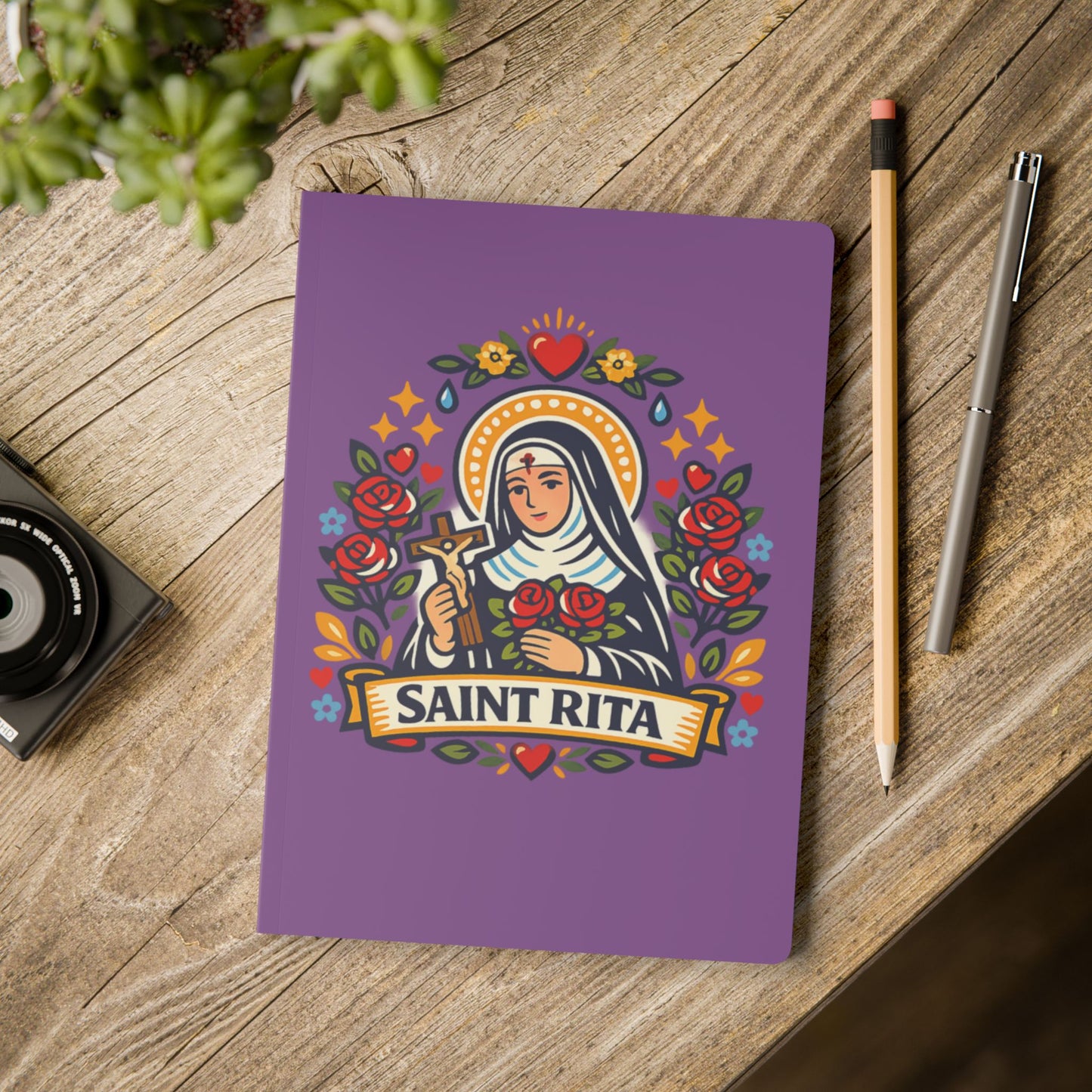 Saint Rita of Cascia Softcover Journal — Catholic Folk Art Prayer Notebook
