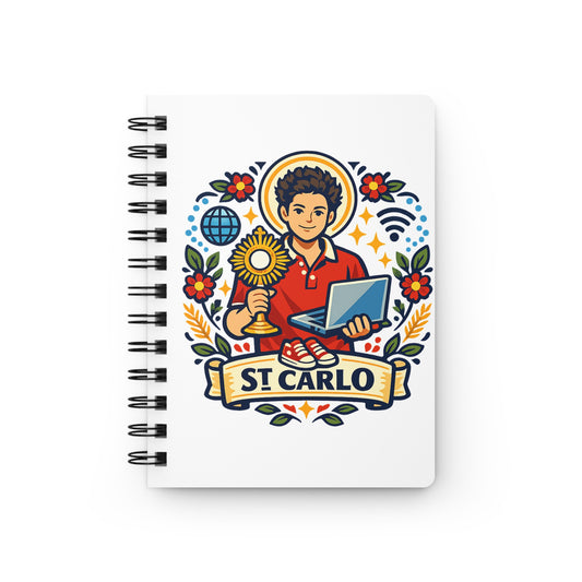 Saint Carlo Acutis Spiral Journal — Catholic Folk Art Prayer Notebook
