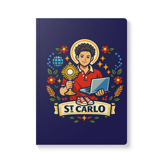 Saint Carlo Acutis Softcover Journal — Catholic Folk Art Prayer Notebook
