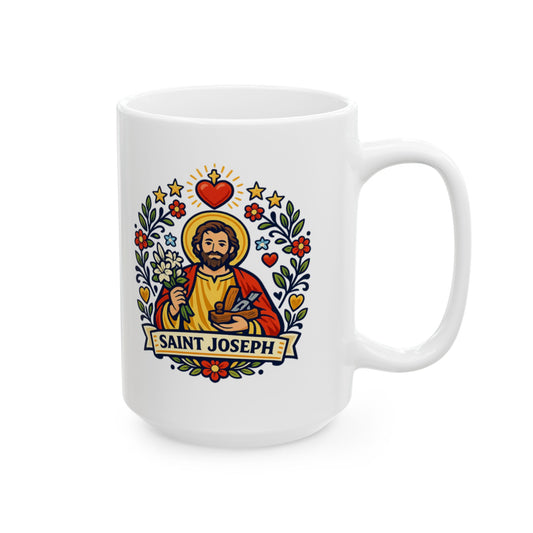 Saint Joseph Mug — "Guide Our Homes in Quiet Strength"