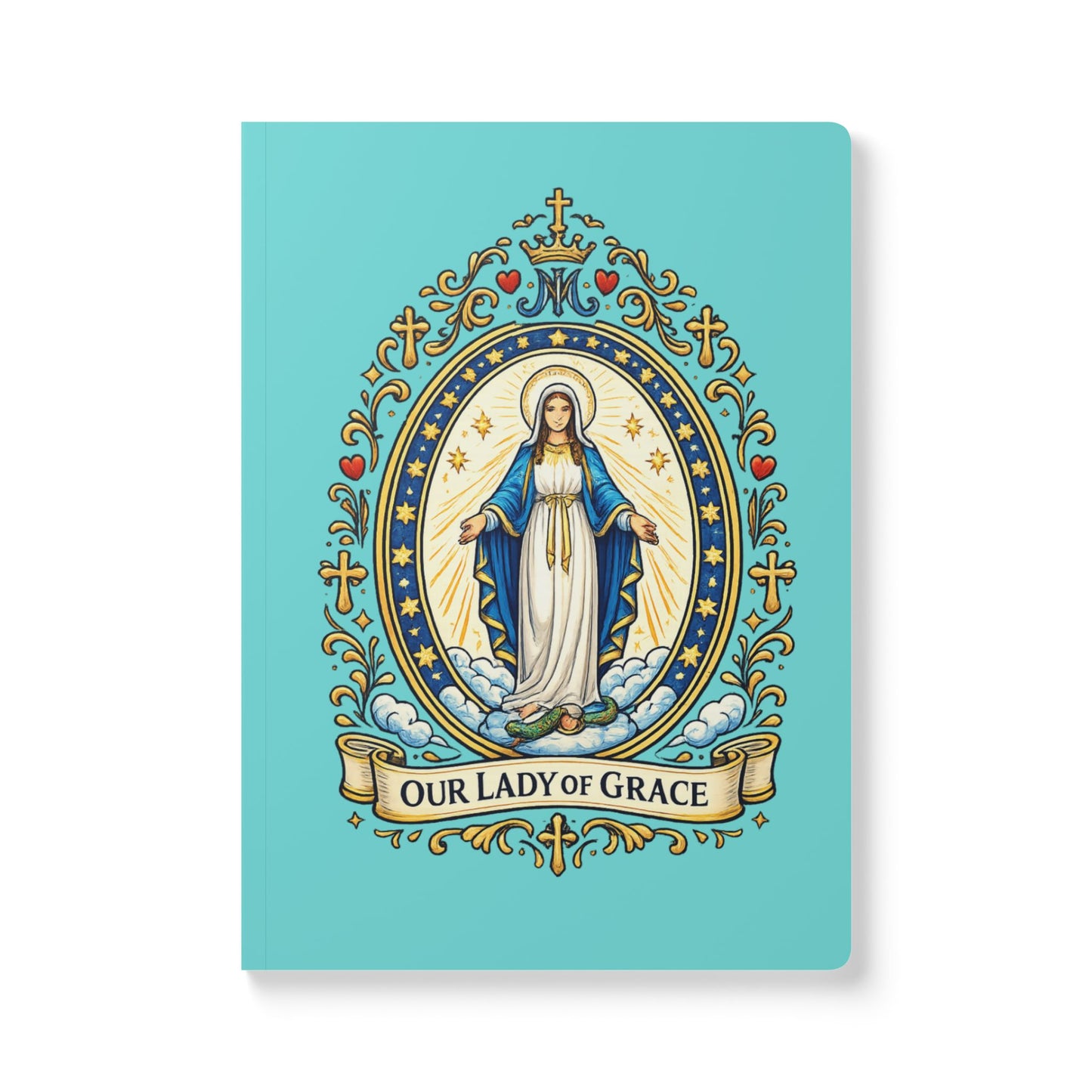 Our Lady of Grace Softcover Journal — Catholic Folk Art Prayer Notebook