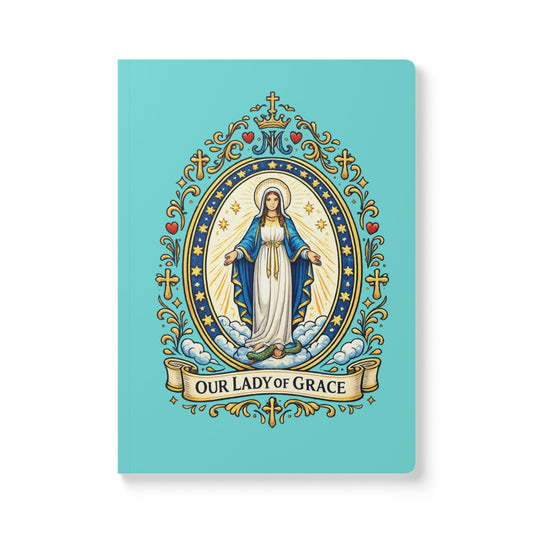 Our Lady of Grace Softcover Journal — Catholic Folk Art Prayer Notebook