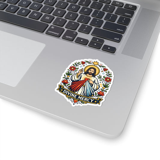 Divine Mercy Kiss-Cut Sticker — Catholic Folk Art Decal