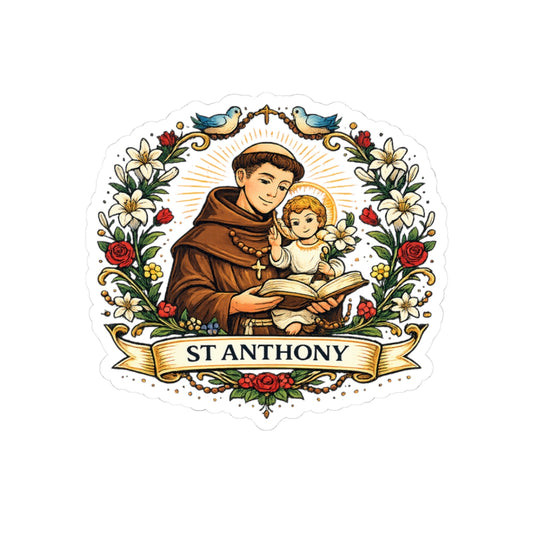 Saint Anthony Kiss-Cut Sticker — Catholic Folk Art Decal